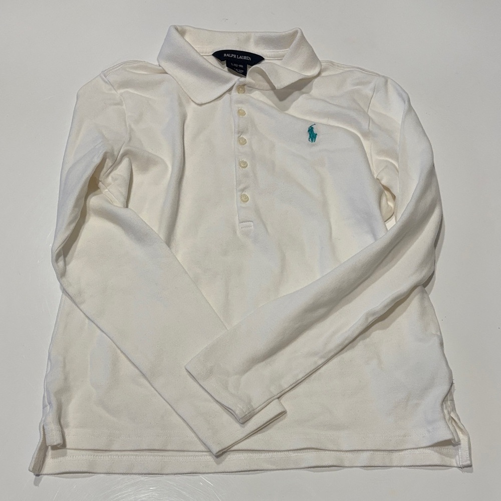 Ralph Lauren Kids Cream Long Sleeve Polo